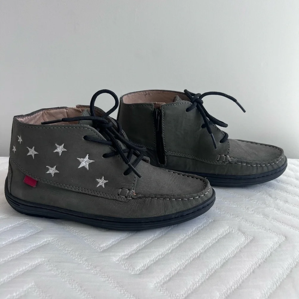 Kids Unisex Marc Joseph Handcrafted Leather Green Side Zip Ankle Boots Size 1.5